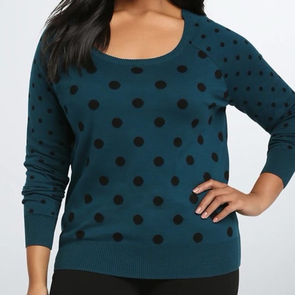 Torrid Teal Polka Dot Women's Sweater xl